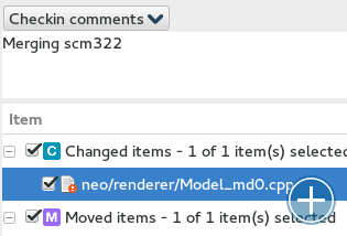The Pending Changes view in action displaying a merge ready to be checked in.
