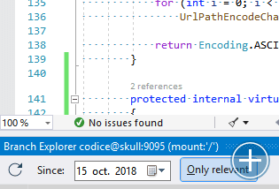 Pending Changes and Branch Explorer, this time running inside Visual Studio in the default theme.