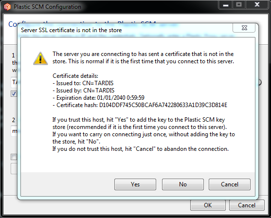 Install certificate using the Plastic SCM GUI