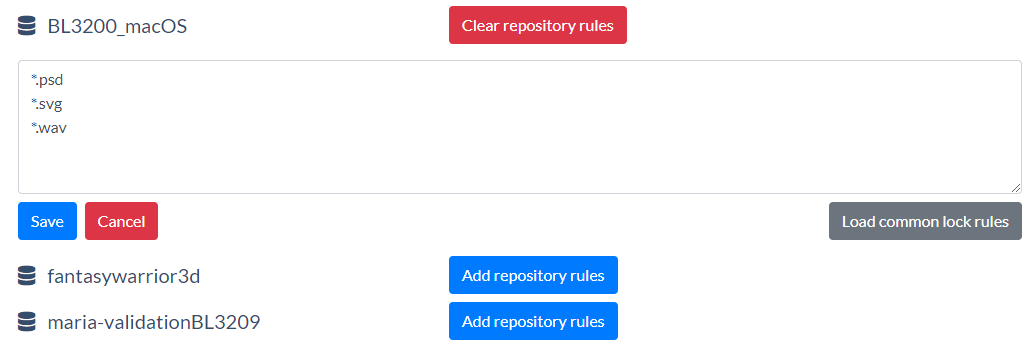 Edit lock rules for the repository