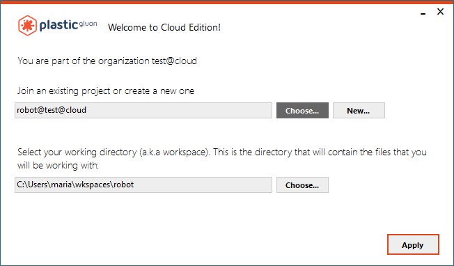 Plastic Cloud Edition - Get started with Gluon - Create a workspace