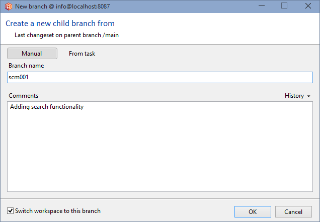 Creating a new branch for the task