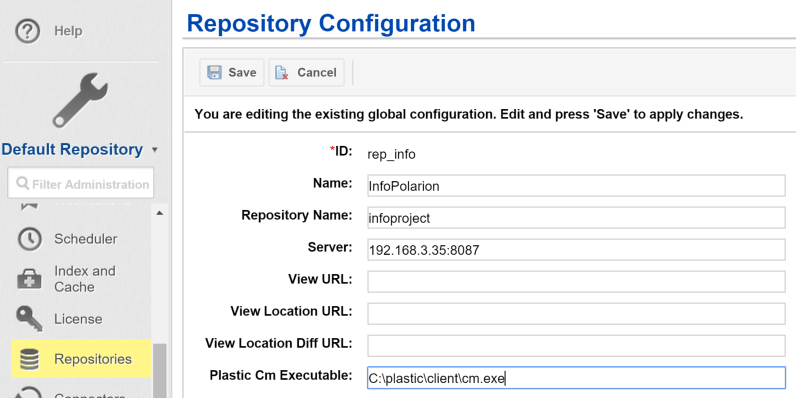 Polarion repository configuration
