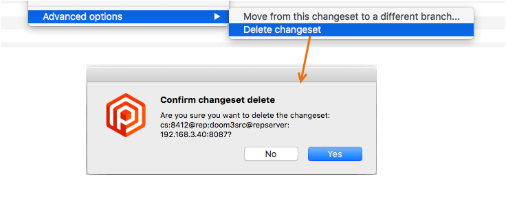 Plastic SCM GUI - Mac OS - Delete changeset
