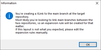 Warning when creating an xlink
