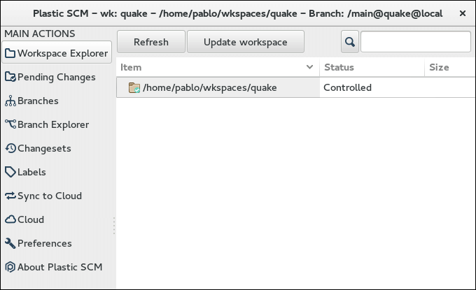 Plastic SCM - Linux - Workspace created
