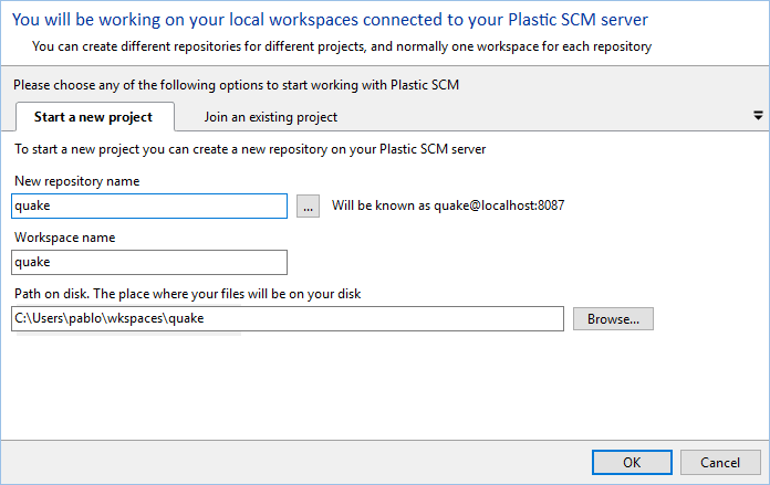 Plastic SCM - Windows - Create repo & wk