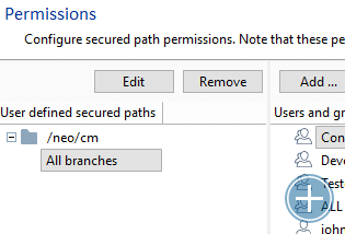 The Path permissions configuration dialog.