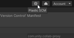 The Collaborate icon is a Plastic SCM icon in the Unity Editor